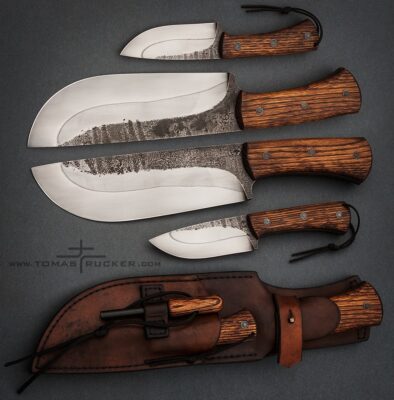 Fulltang knives set with firesteel