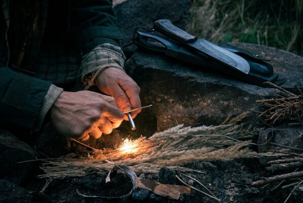 KNIVES by Tomas Rucker Lighting a fire with a firesteel and bushcraft knife in the wilderness by Tomas TRMAN Rucker Knives.