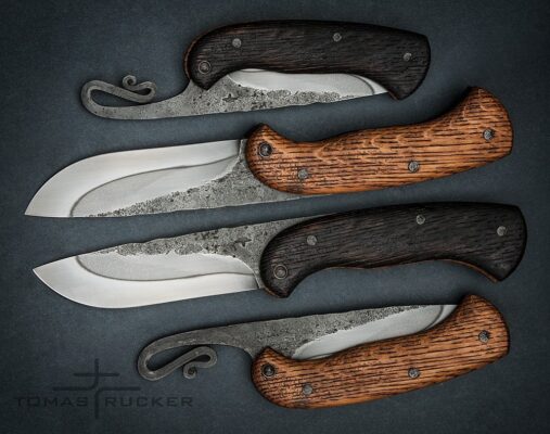 Friction folder knife with two colors oak handle