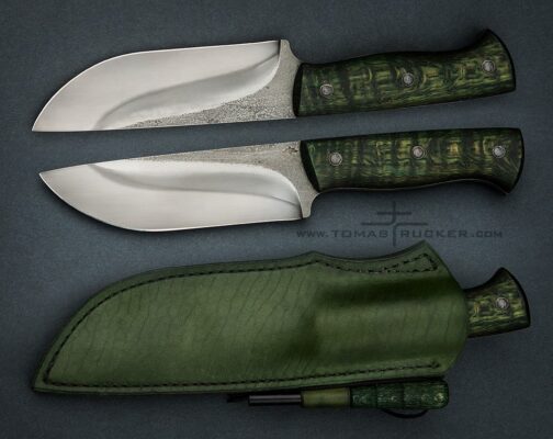 Green camping knife