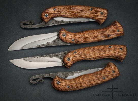 Curved friction folder knife